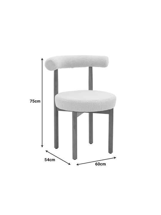 Fenza Dining Room Fabric Chair Μαύρο Μπουκλέ 60x54x75cm