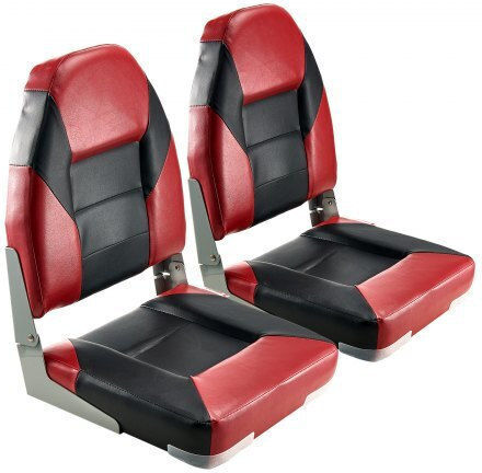 Vevor Boat Seat High Backrest Folding Boat Seat Sponge Cushion Black & Red