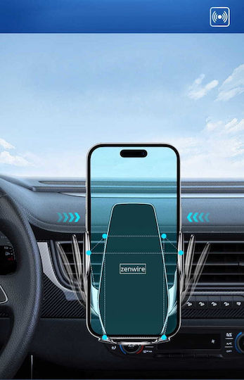 Zenwire Suport Auto Pentru Telefon Mobil Cu Carcasă Și Încărcare Wireless 15W Negru