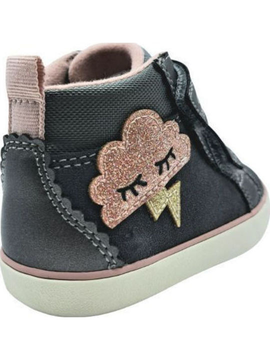 B Gisli Anatomical Leather Kids Boots with Velcro Black