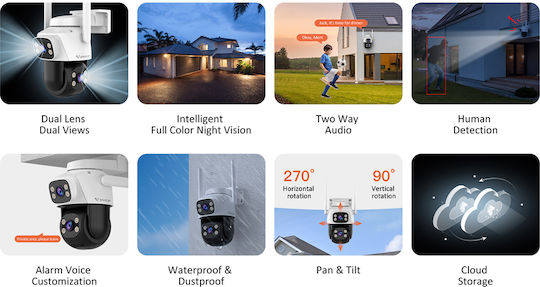 Vstarcam C622DR IP Dual Κάμερα Παρακολούθησης Wi-Fi Full HD 1080p Αδιάβροχη με Αμφίδρομη Επικοινωνία και Φακό 4mm