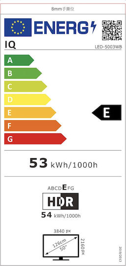 IQ Smart Τηλεόραση 50" 4K UHD LED LED-5003WB (2025)
