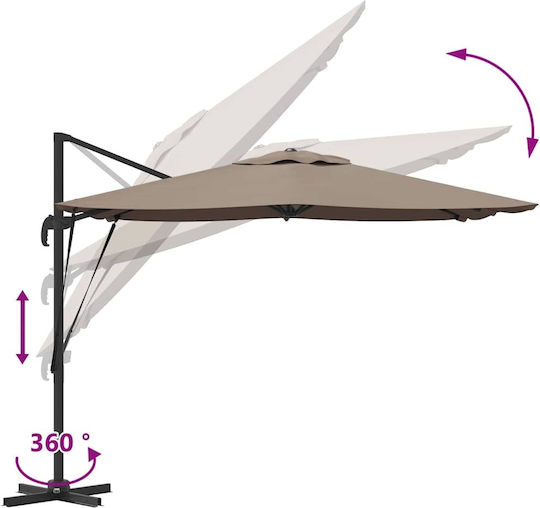Hanging Garden Parasol Metal Brown 2.7x2.7xHeight 2.7m
