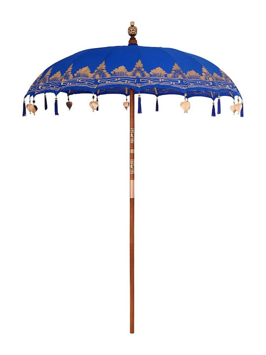 Round Wooden Blue Garden & Terrace Parasol Φ2.5xΥ2.5m