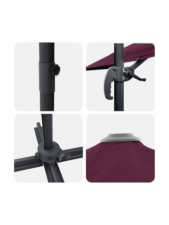 Umbrella Floor Metal Burgundy with Base 3.52x2.51m