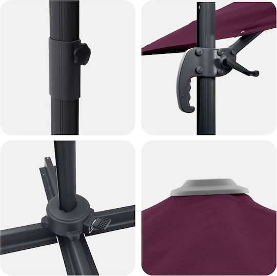 Umbrella Floor Metal Burgundy with Base 3.52x2.51m Umbrella Floor Metal Burgundy with Base 3.52x2.51m