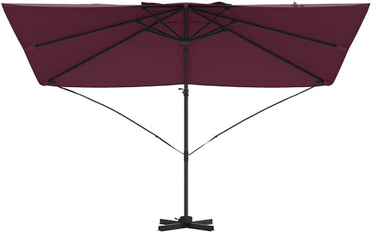 Hanging Metal Burgundy Parasol 3.52x2.51xH2.6m