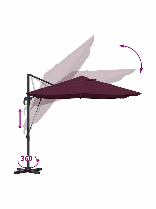 Umbrella Floor Metal Burgundy with Base 3.52x2.51m