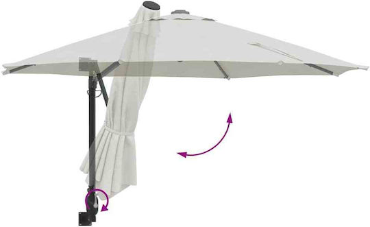 Wandmontierter Rundschirm aus Aluminium Beigen Durchmesser 2,5 m x Höhe 1,48 m