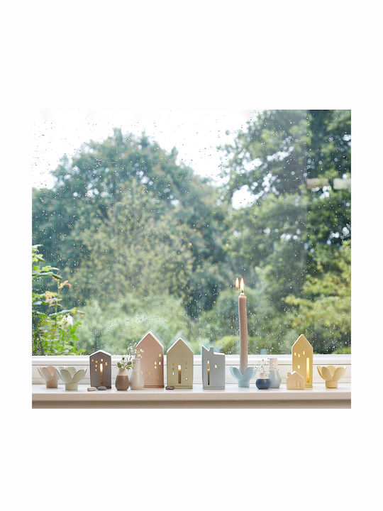 Raeder Lighthouse Candle Holder suitable for Tealights Ceramic in Yellow Color 5.7x7x14cm 1pcs
