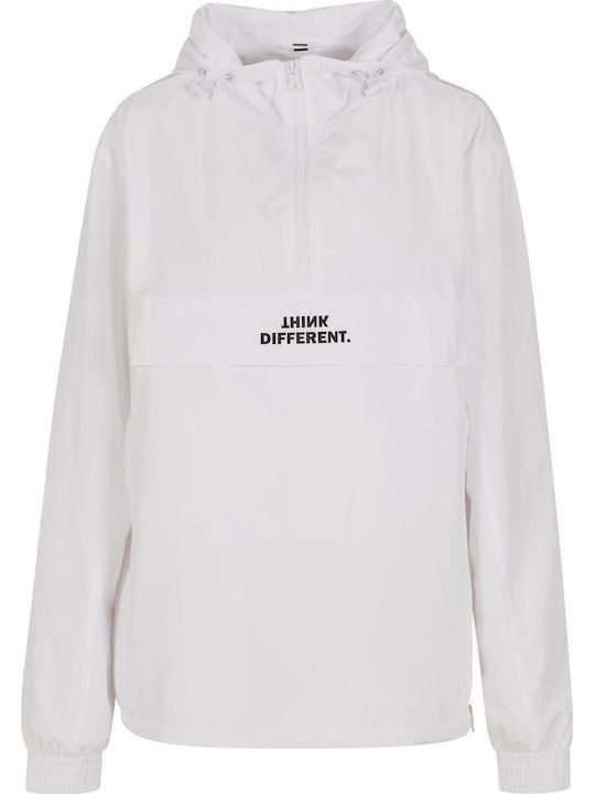 Damen Bluse Langärmelig mit Reißverschluss Weiß