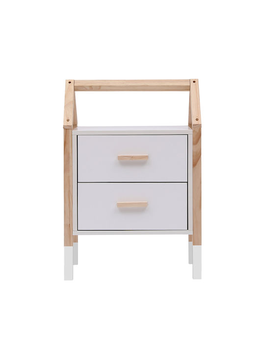 Kids Bedside Table Fb92489.03 White Melamine-Pine Natural 46x30x67cm