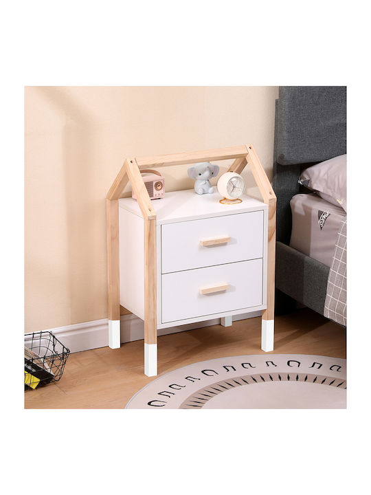 Kids Bedside Table Fb92489.03 White Melamine-Pine Natural 46x30x67cm
