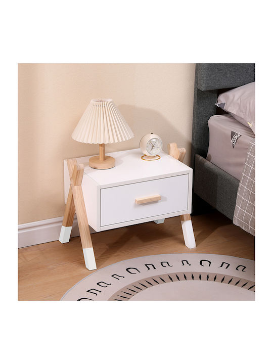 Kids Bedside Table Fb92497.03 White Melamine-Pine Natural 46x30x38cm