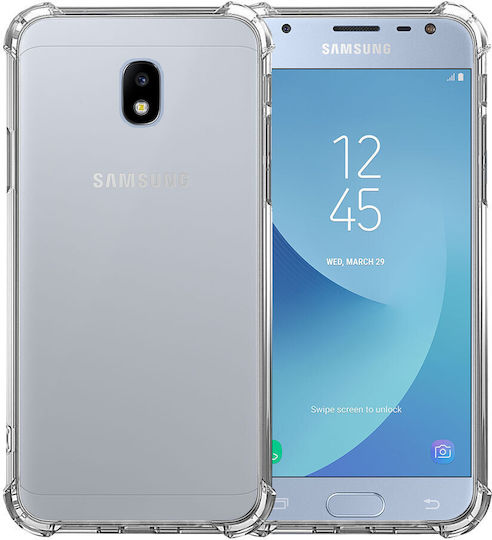 Samsung J3 2017 J330 Удароустойчива Калъфка Прозрачен Силикон Защита от падане ъгли Пластмасова Задна Корицa Ishield Прозрачен
