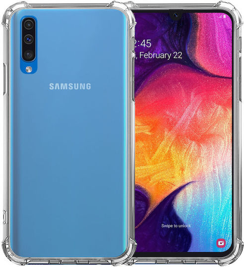 Husă Samsung A50 Rezistentă la Șocuri Transparentă din Silicon Anti-cadere Colțuri din Plastic Back Ishield Clar