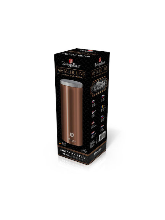 Berlinger Haus Metallic Line Κουτί Ζυμαρικών με Καπάκι από Ανοξείδωτο Ατσάλι Rose Gold Collection 9.5x9.5x30cm