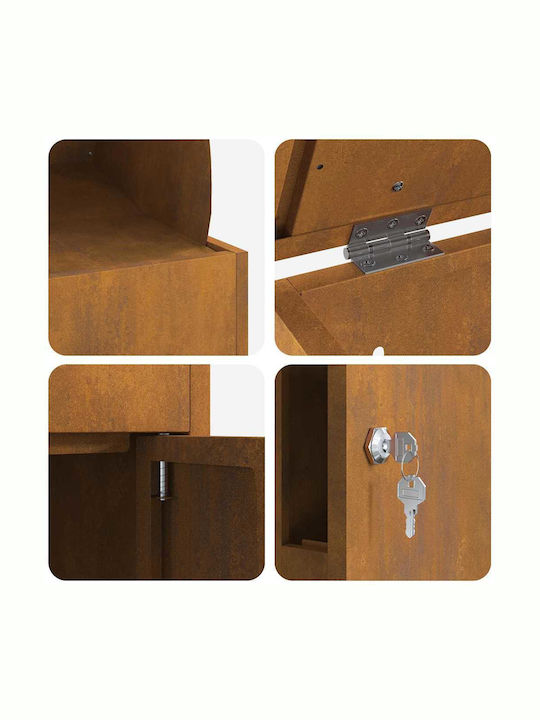 vidaXL Θυρίδα Γραμματοκιβωτίου Inox σε Καφέ Χρώμα 44x35x59cm