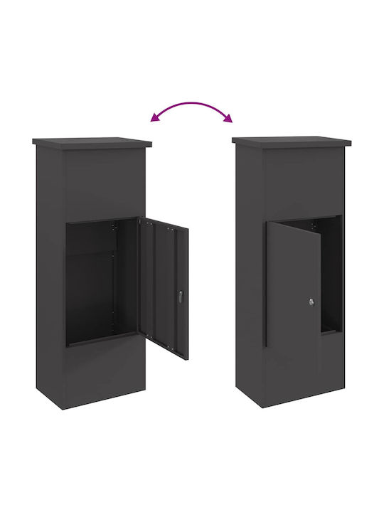 vidaXL Briefkasten Für Draußen Inox In Schwarz 44.5x29x110.5cm