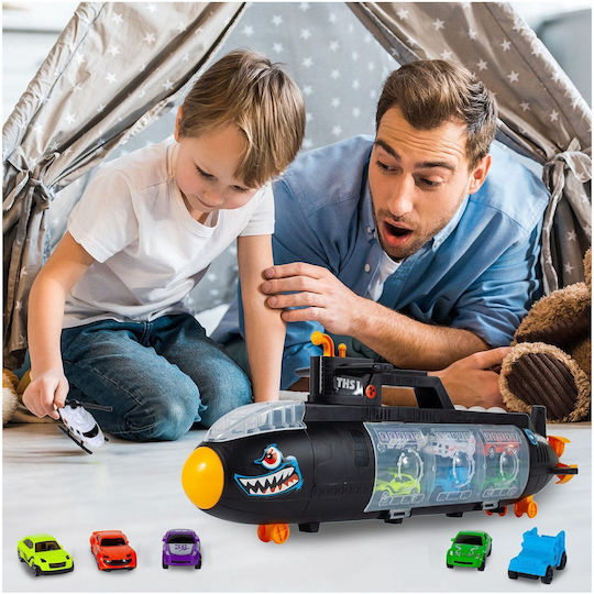 Isp Parcare pentru Copii Likesmart Shark Submarine Mașinuță Cu Mânere de Transport Propulsor Rotativ 5 Mașini Helicopter Negru