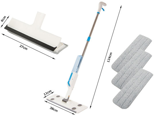 Spray Mop 2 in 1 – Floors Windows 3 Microfiber Cloths Window Cleaning Accessory 124cm White 10p