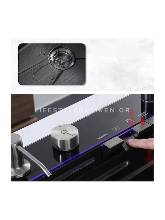 Naron Επικαθήμενος Νεροχύτης Inox Brushed με Μπαταρία Μ75xΠ46cm Γκρι