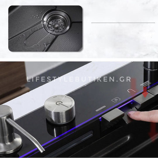 Naron Nr6521 Επικαθήμενος Νεροχύτης Inox Brushed με Μπαταρία Μ75xΠ46cm Γκρι