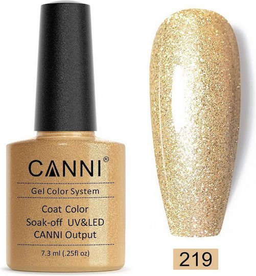 Canni Classic Ημιμόνιμο Βερνίκι Νυχιών 219 Bright Champagne με Glitter 7.3ml