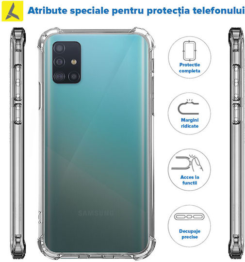 Husă Samsung A51 Rezistentă la Șocuri Culoare Transparentă Silicon Anti-șoc Colțuri Plastic Back Ishield Clar