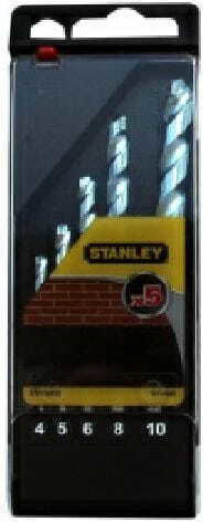 Stanley Set 5 Carbide Diamond Drills with Cylindrical Drill Top for Masonry and Metal