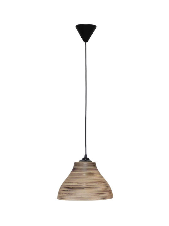 Heronia GL-1030/35 1L Κρεμαστό Φωτιστικό Μπεζ Καμπάνα με Ντουί E27 35x90εκ.