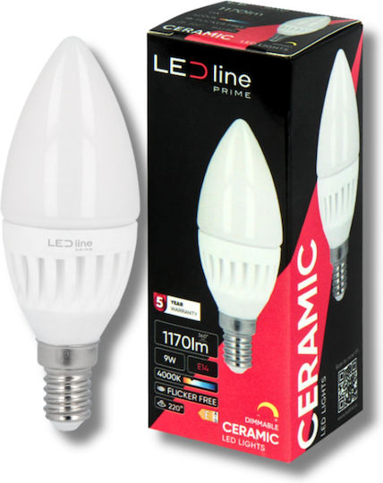 LED line Λάμπα LED 9W 111mm για Ντουί E14 και Σχήμα C37 Θερμό Λευκό 1170lm Dimmable