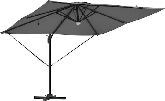 Umbrelă Suspendată Din Aluminiu Gri 6x6xÎnălțime2.7m
