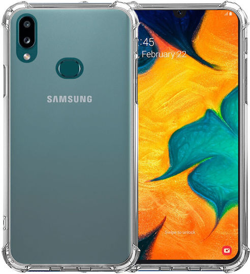 Samsung A10s Stoßfeste Handyhülle Transparentes Silikon Antivibrations-Ecken Kunststoff Rückseite Ishield Klar