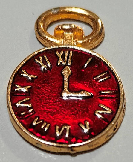 Set of 6 Small Metal Clocks – Bordeaux Gold-Plated Numbers & Gold Back 3cm Gold/Red-978