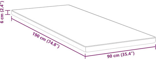 vidaXL Ανώστρωμα Μονό Memory Foam 90x190x6εκ.