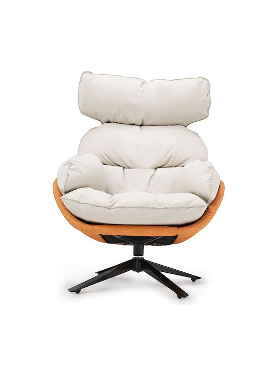 Armchair Swivel from Leatherette Orange 77x36.5x65.5cm