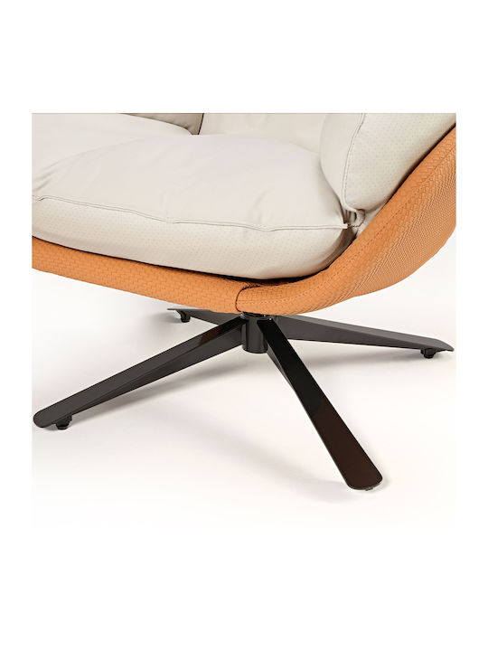Armchair Swivel from Leatherette Orange 77x36.5x65.5cm
