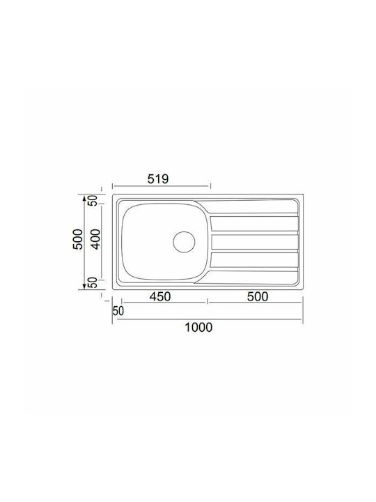 Apell Area 8215 Ένθετος Νεροχύτης Inox Σατινέ Μ100xΠ50cm Ασημί