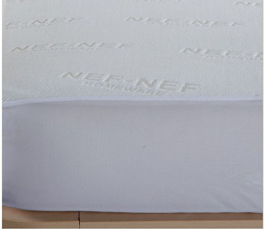Nef-Nef Homeware Protective Cover Single Waterproof with Skirt Jacquard White 100x200+30cm