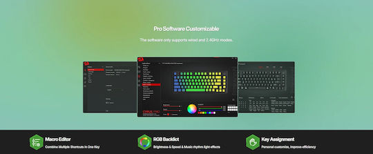 Redragon K681AGG-RGB-PRO Ασύρματο Gaming Μηχανικό Πληκτρολόγιο 75% με RGB φωτισμό (Αγγλικό US) Πολύχρωμο