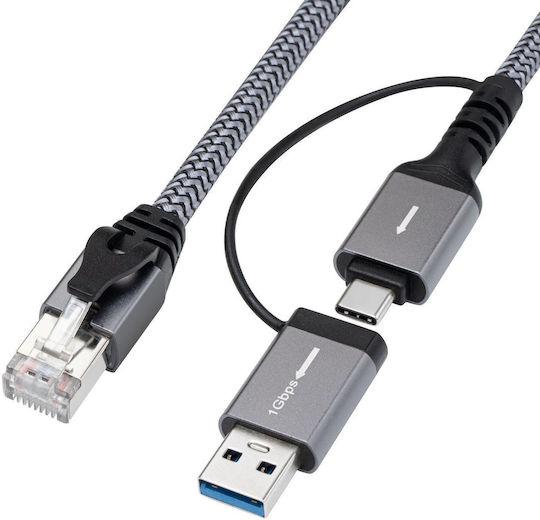 Microconnect Cat6 FTP Cable Adapter to USB A-C 2 Meters MC-RJ45USBC-02