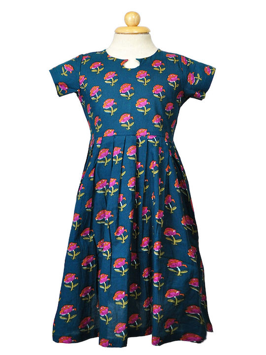 Kinderkleid Kurzärmelig Blumen Green