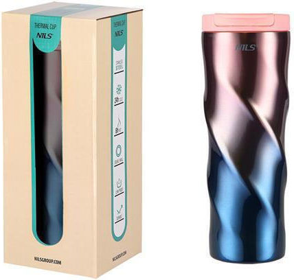 Nils Ποτήρι Θερμός Ανοξείδωτο 500ml Ροζ με Λαβή