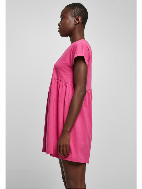 Summer Mini T-Shirt Dress with Ruffles Bright Violet