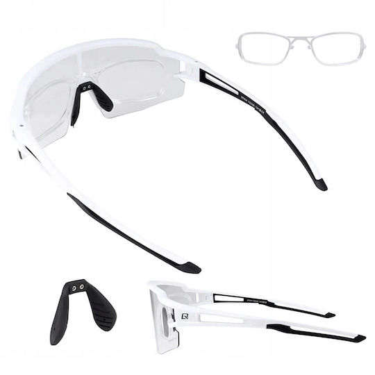 Rockbros Cycling Glasses with White Frame & Photochromic Lenses