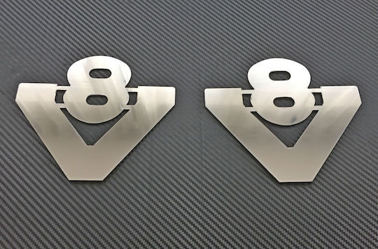 Decorative Small V8 Stainless Steel Badge 195mm160mm1mm 1 Pc
