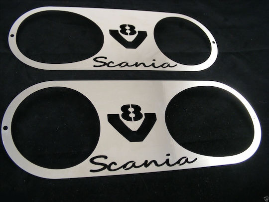Decorative Fog Light Covers Scania Rlp Stainless Steel 355mm130mm1mm 2 Pieces