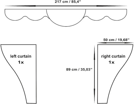 Set of 3 Beige Curtains Man
