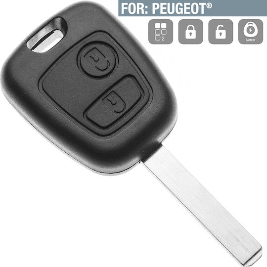 Car Key Shell with Blade with 2 Buttons for Peugeot